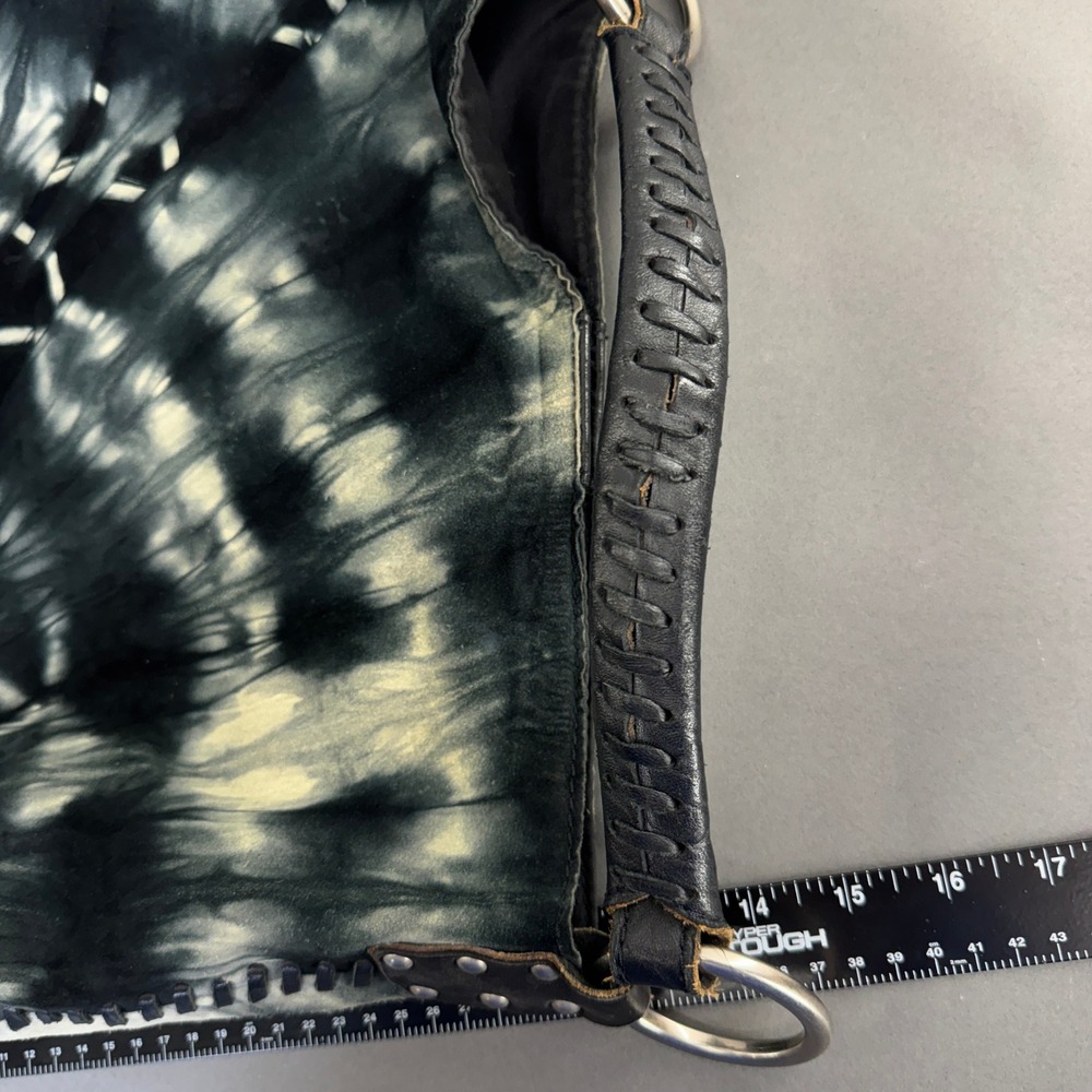 Lucky Brand Black & White Tie-Dye Leather Studded Hobo Bag - Picture 5 of 8